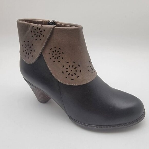 Elite by Corky's Leather Stacked Heel Ankle Bootie Black Size 10 - Picture 6 of 6